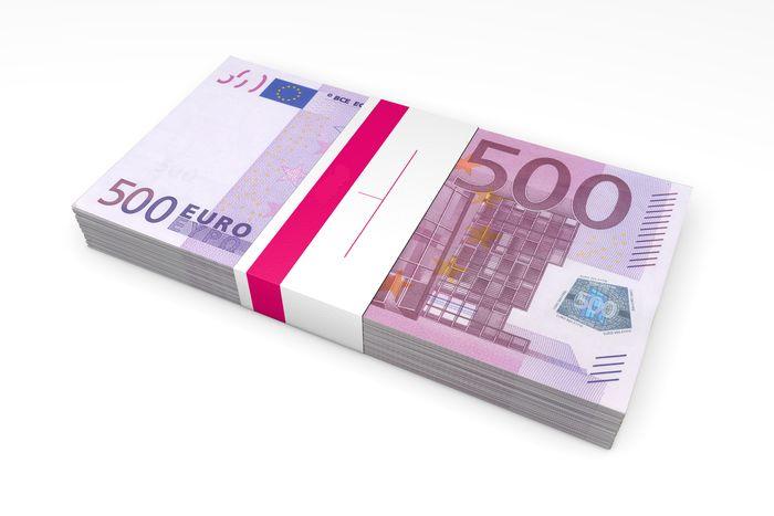 Packet of 500 Euro Notes with Bank Wrapper